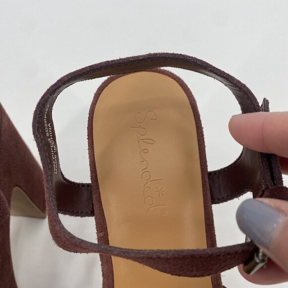 Splendid Womens Size 10 Piper Suede Platform Heeled Sandals Raisin Strappy Boho - Picture 8 of 13